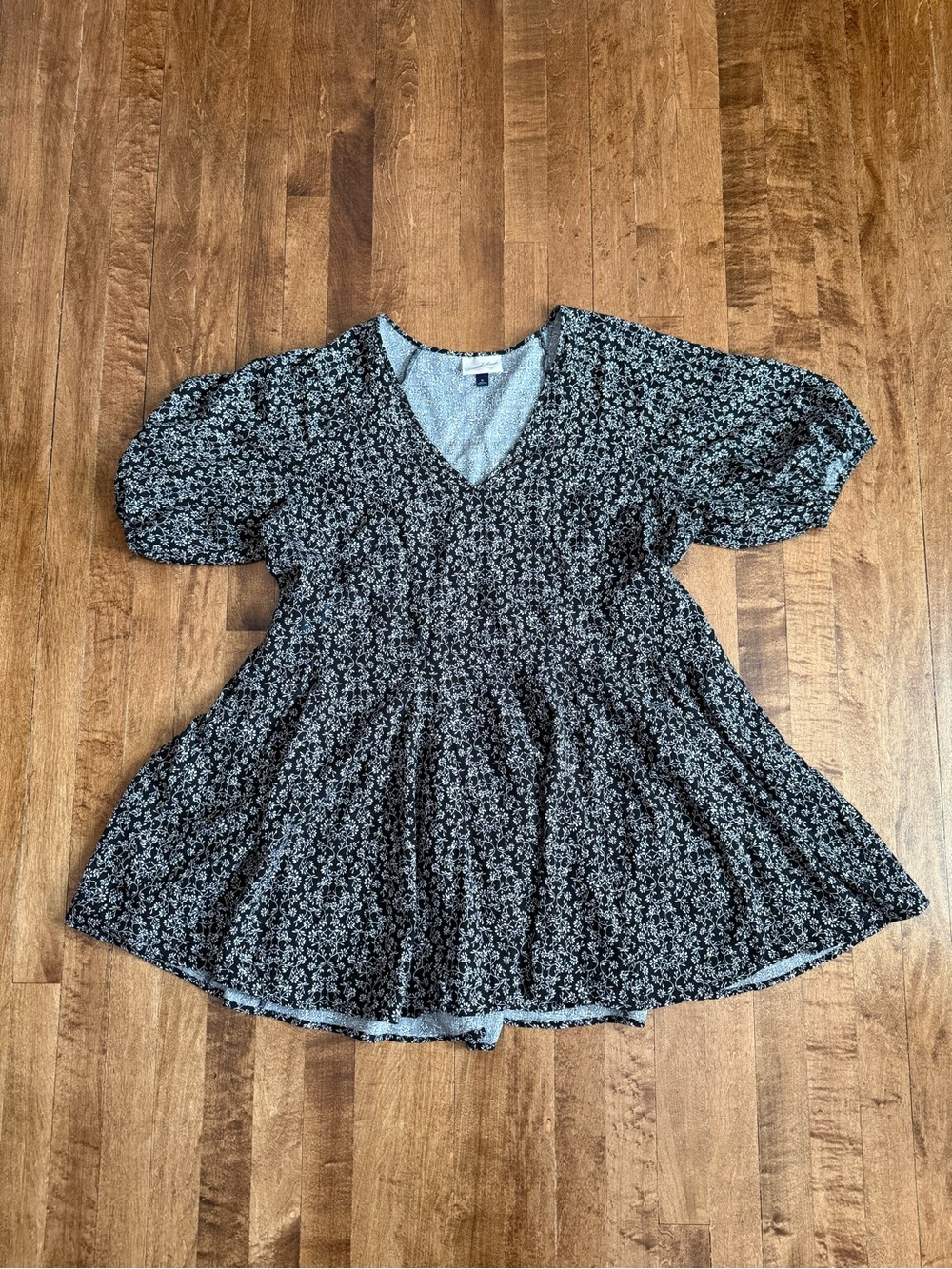 Universal Thread Black Floral Skater Skirt Mini Dress